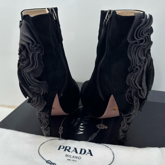 Prada Suede Ruffle back black booties. Hottest brand. - Picture 4 of 8